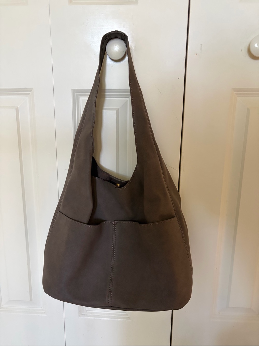 Joy Susan Soft Slouch Shoulder Bag in Taupe Gray 2bags. Interior pouch